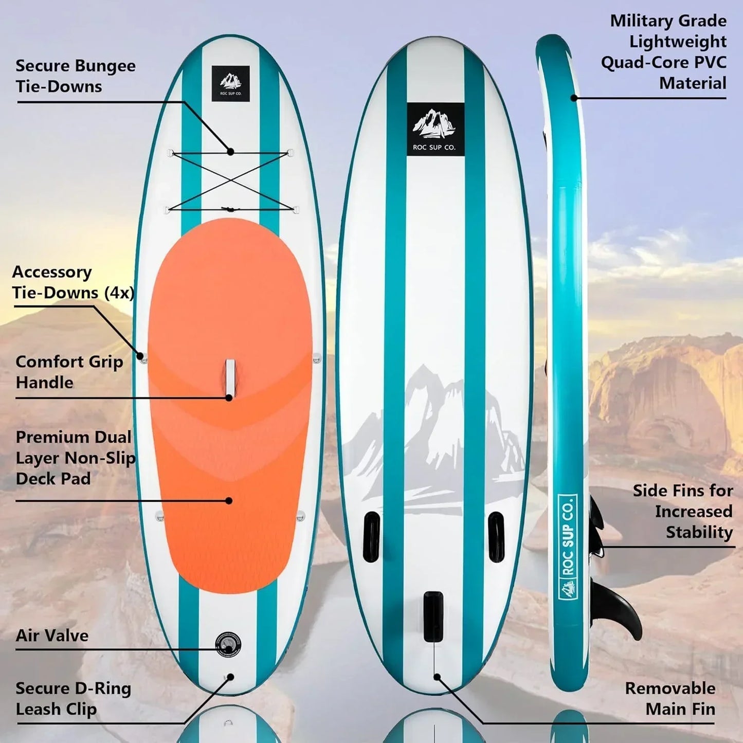 Roc Inflatable Stand-Up Paddle Board Sup Paddle Board Accessories Anti-Slip Comfortable Deck