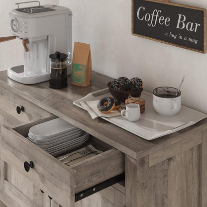 Hostack Farmhouse Console Table With 2-Door Cabinet And 2 Drawers, Coffee Bar, Entryway Table With Storage Shelf