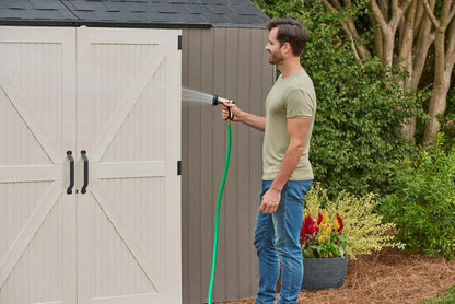 Rubbermaid Resin Outdoor Storage Shed With Floor Weather Resistant Gray Organization For Home