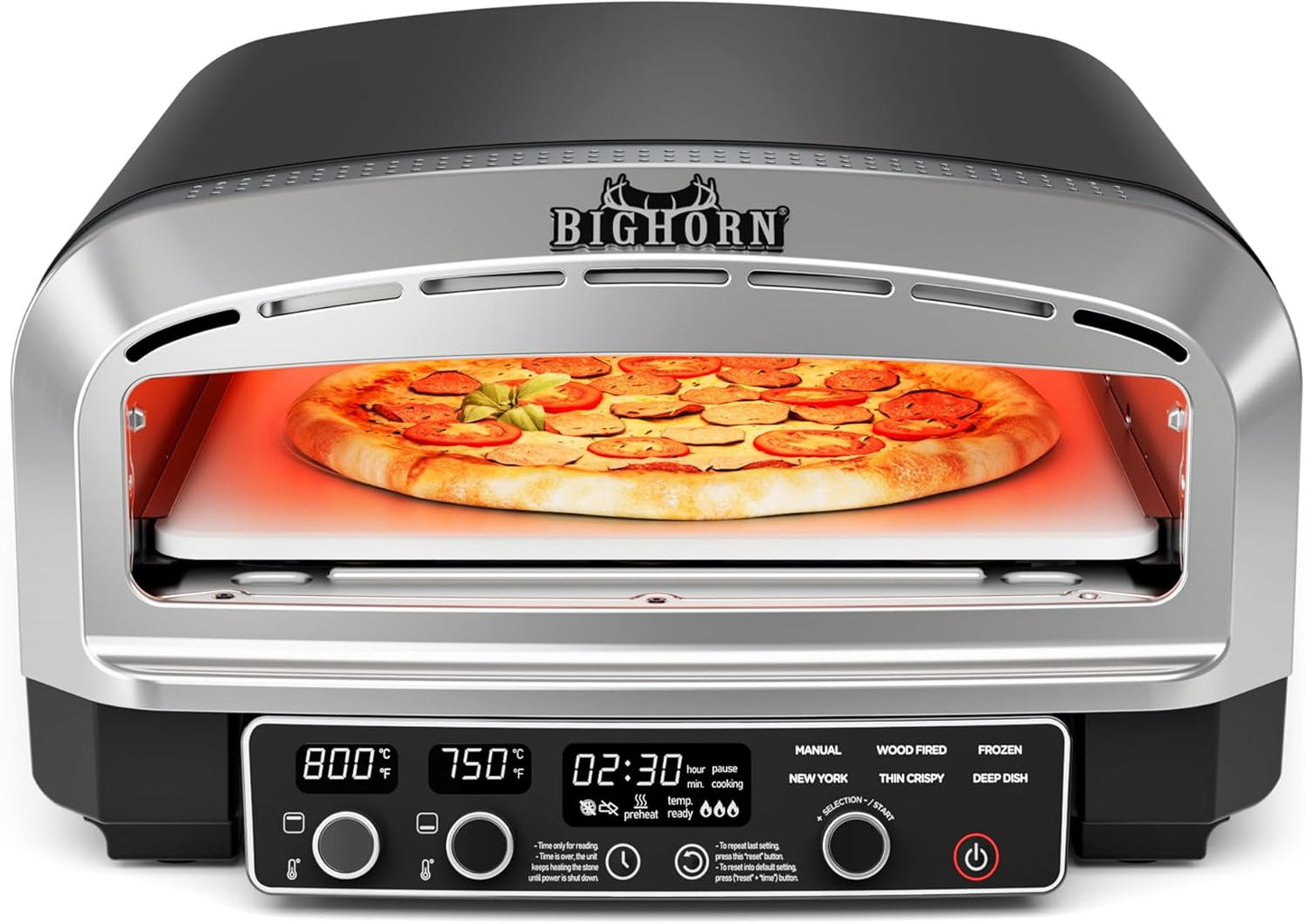 Big Horn 14 In. Electric Pizza Oven, Countertop, Stainless Steel