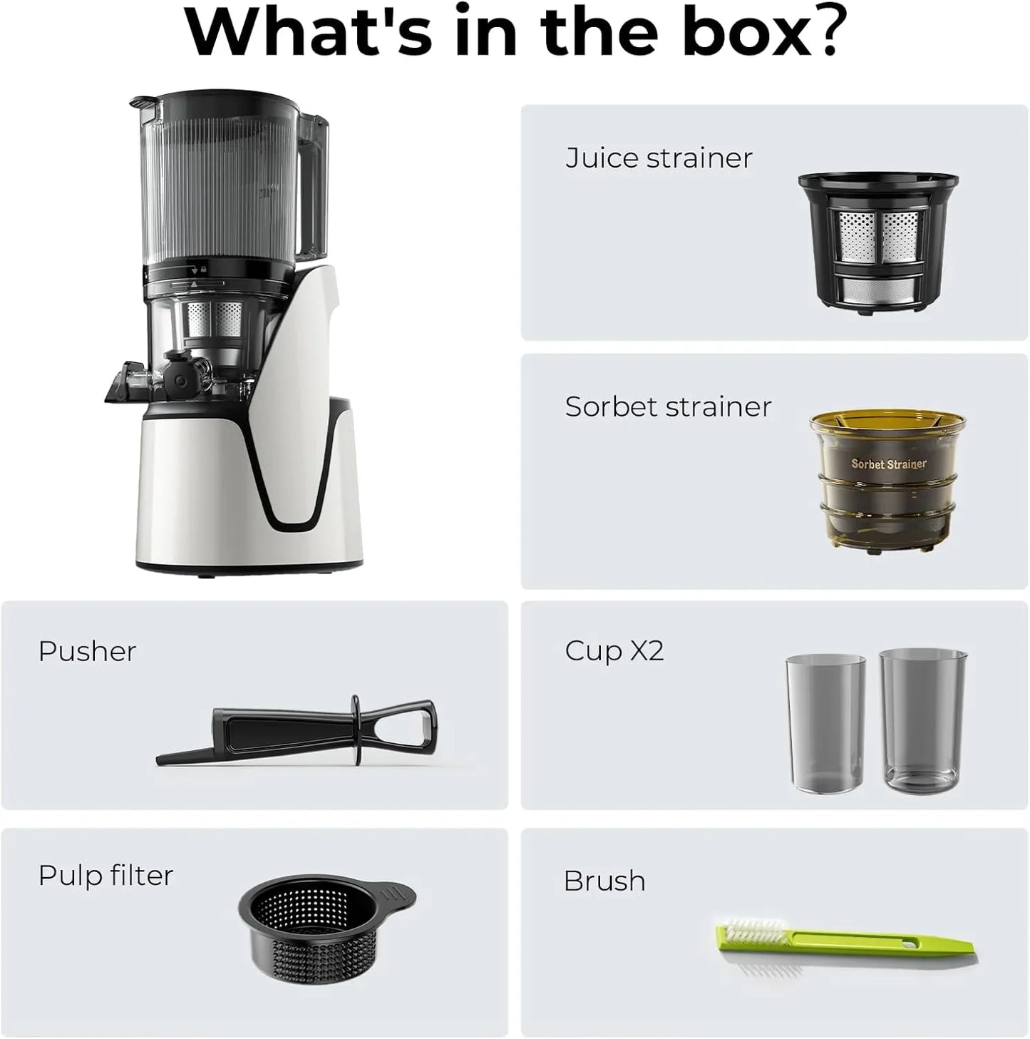 EanOruus Juicer Machines, 3-in-1 Cold Press Juicer With Extra Large Chute 100 Oz Large Capacity