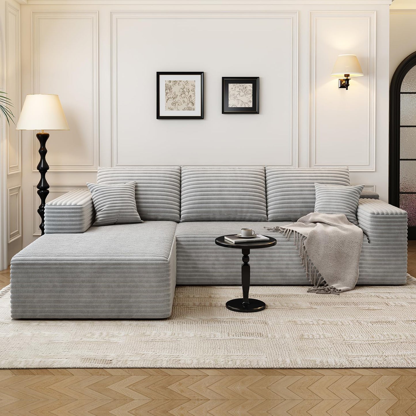 107.5 In. Cloud Modular Sectional Sofa Couch With L-Shape Chaise, Modern Minimalist Upholstered Couches For Living Room Bedroom