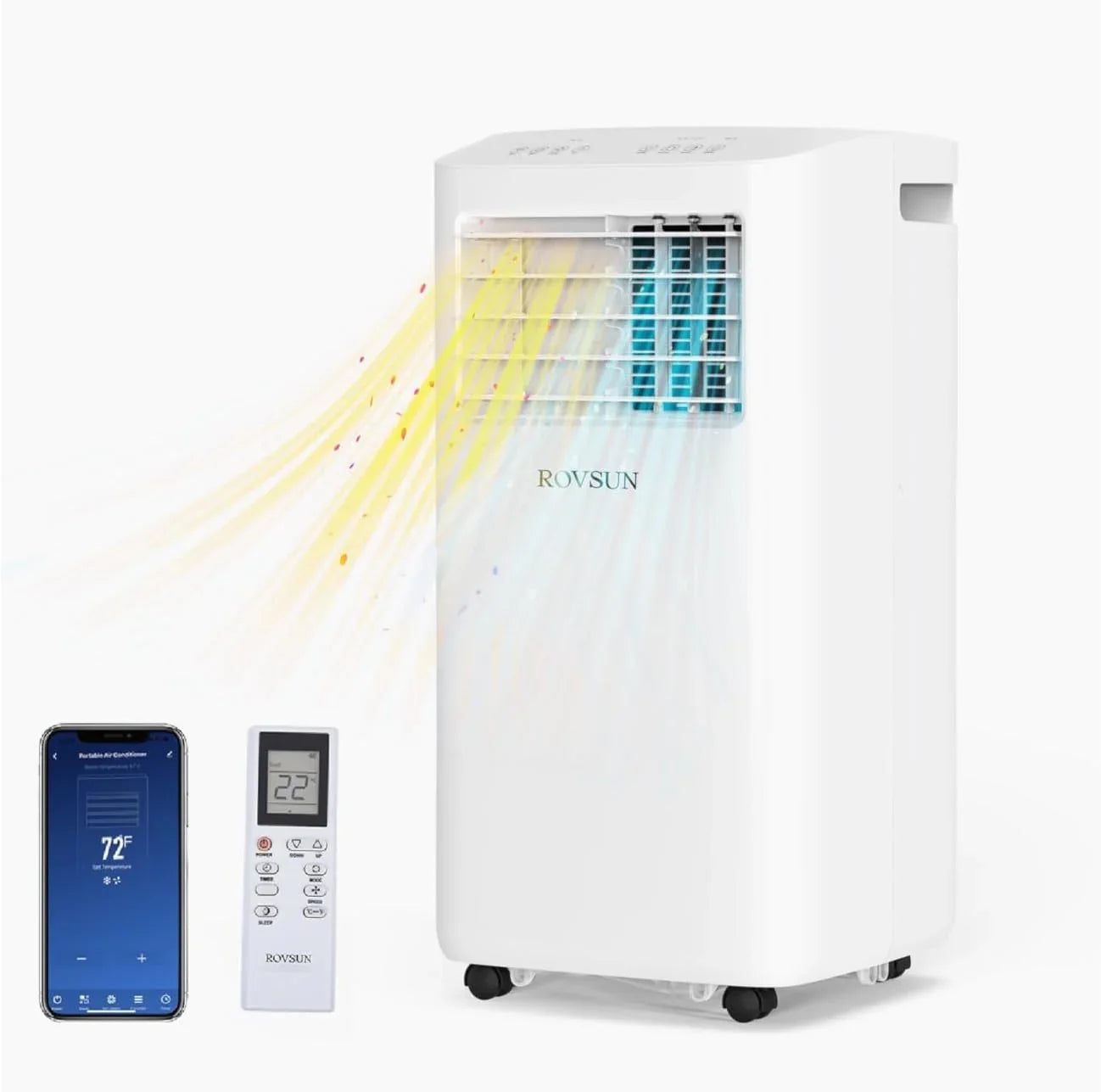 Rovsun WiFi Enabled Smart 8000 BTU Portable Air Conditioner With Remote And App Control, 3-in-1 Cooler, Dehumidifier And Fan