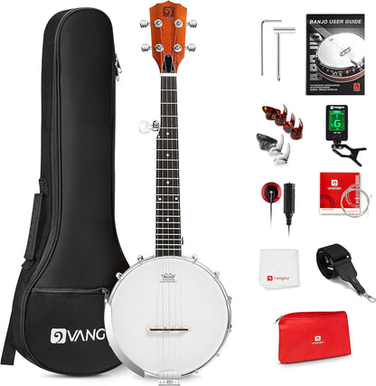 String Banjo 26 In. Mini Travel Banjo Banjo Beginner Kit With Remo Head Open Back And Closed Solid Back With Beginner Kit Comfortable Carrying Bag