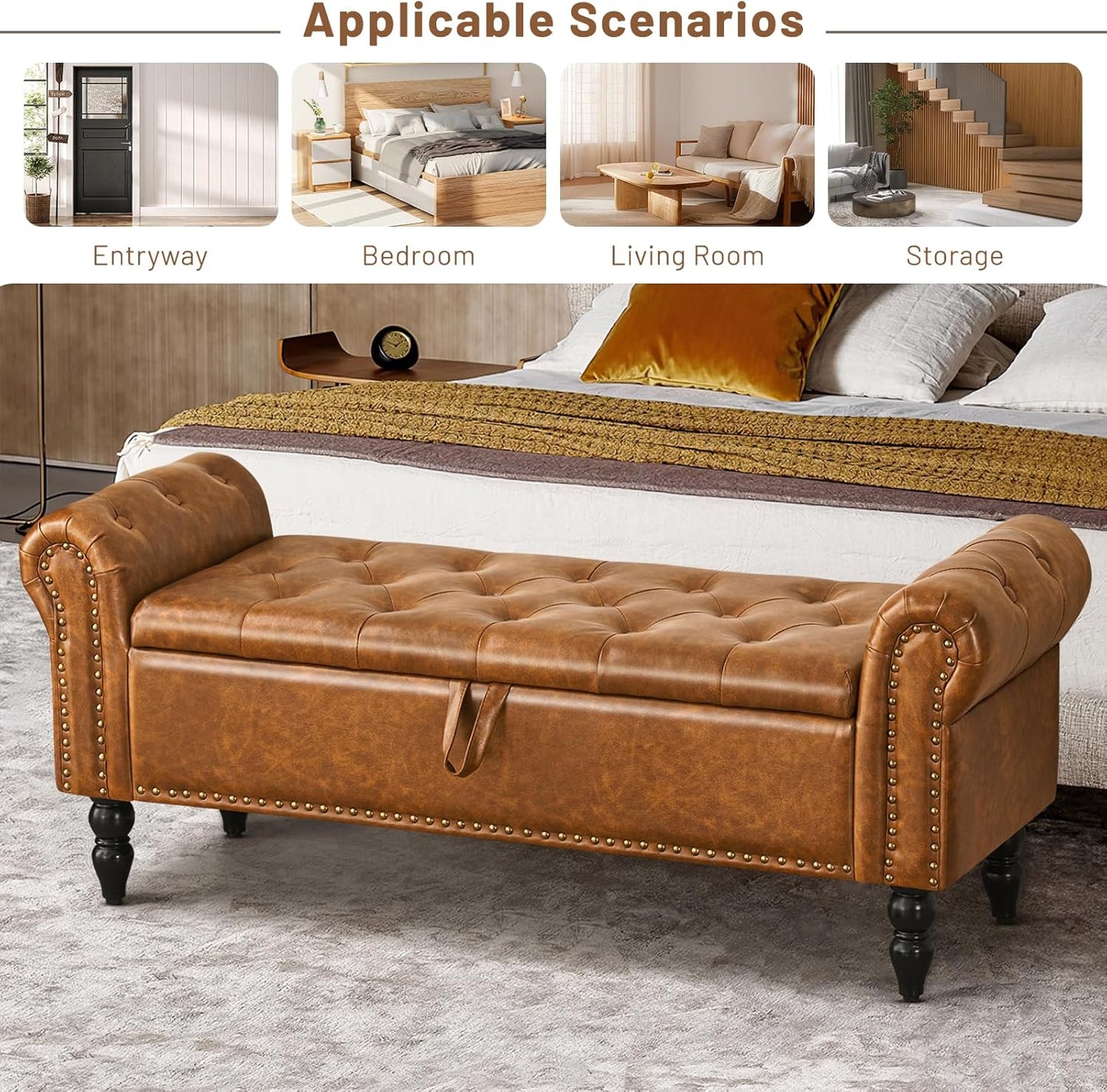 Furniliving Modern Storage Ottoman Bench