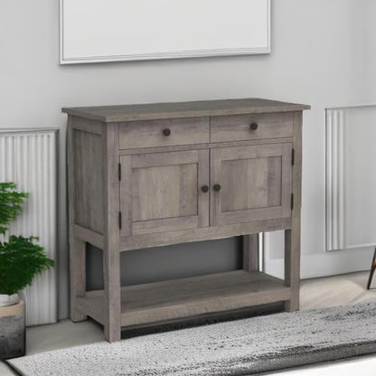 Hostack Farmhouse Console Table With 2-Door Cabinet And 2 Drawers, Coffee Bar, Entryway Table With Storage Shelf