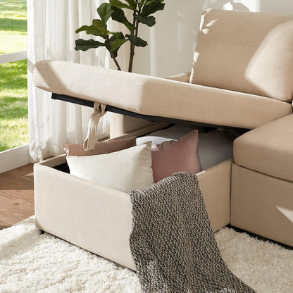 VanAcc Sofa Bed, Sleeper Sofa With Storage Chaise 2-in-1 Pull Out Couch Living Room