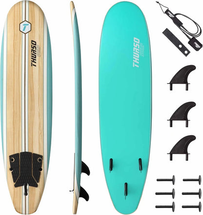 Thurso Surf 7/8 Ft. Soft Top Foam Beginner Surfboard For Adults And Kids Perfect Longboard For Surfing Beach Fun And Water Sports Lightweight