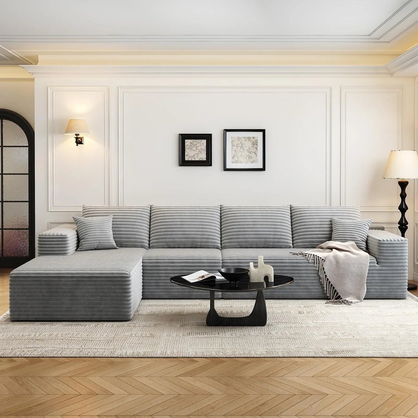 107.5 In. Cloud Modular Sectional Sofa Couch With L-Shape Chaise, Modern Minimalist Upholstered Couches For Living Room Bedroom