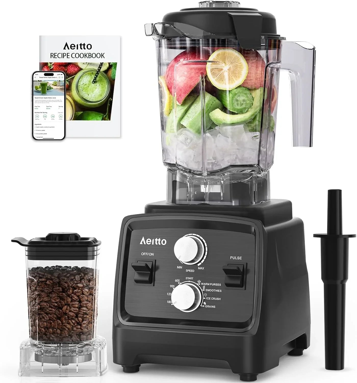 Aeitto Blenders For Kitchen With 1800W Motor, 68Oz. Large Capacity, 2-in-1 Blender And Grinder Combo