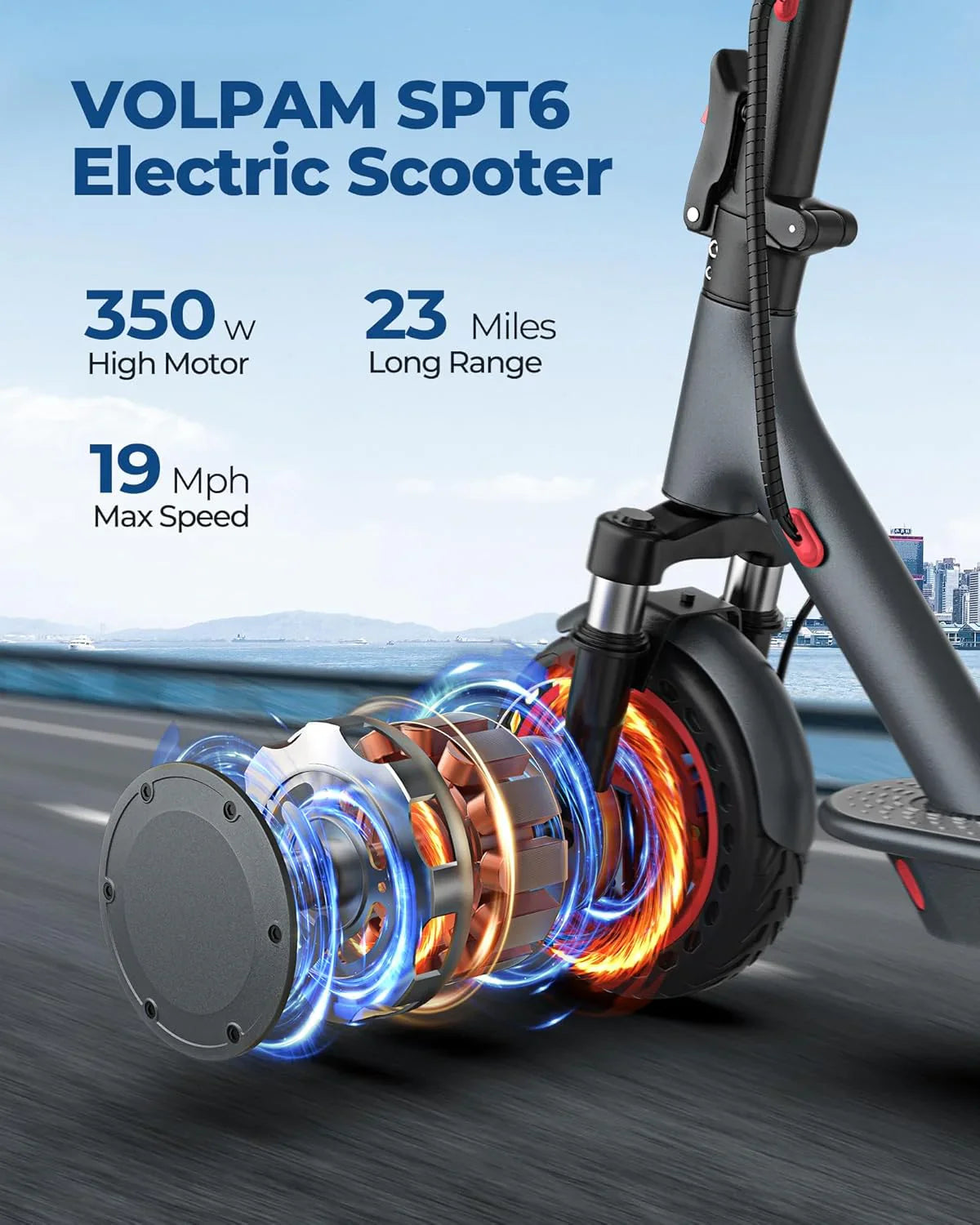 Electric Scooter, 350W/500W Powerful Motor, 8.5 In./10 In. Solid Tires, 19/22Mph, 28/21/12 Miles Range, Dual Braking