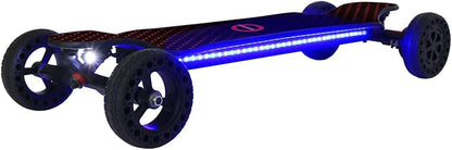 Electric Skateboard 4000 Watts, 12S3P, 35 Mph, 22 Mile Range, 6 In. Wheels, Cool Lights