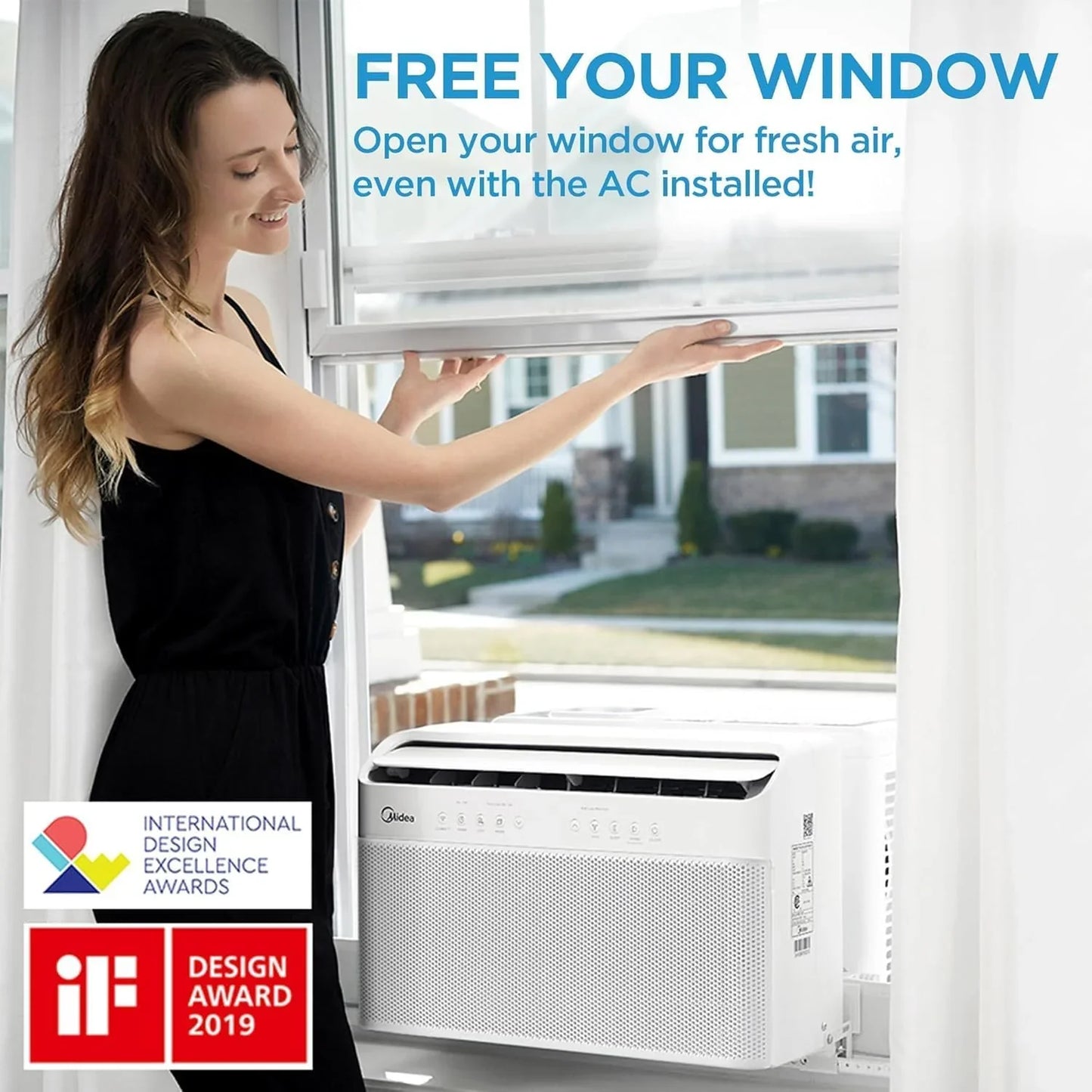 Midea 12,000 BTU U-Shaped Smart Inverter Window Air Conditioner, Cools Up To 550 Sq. Ft