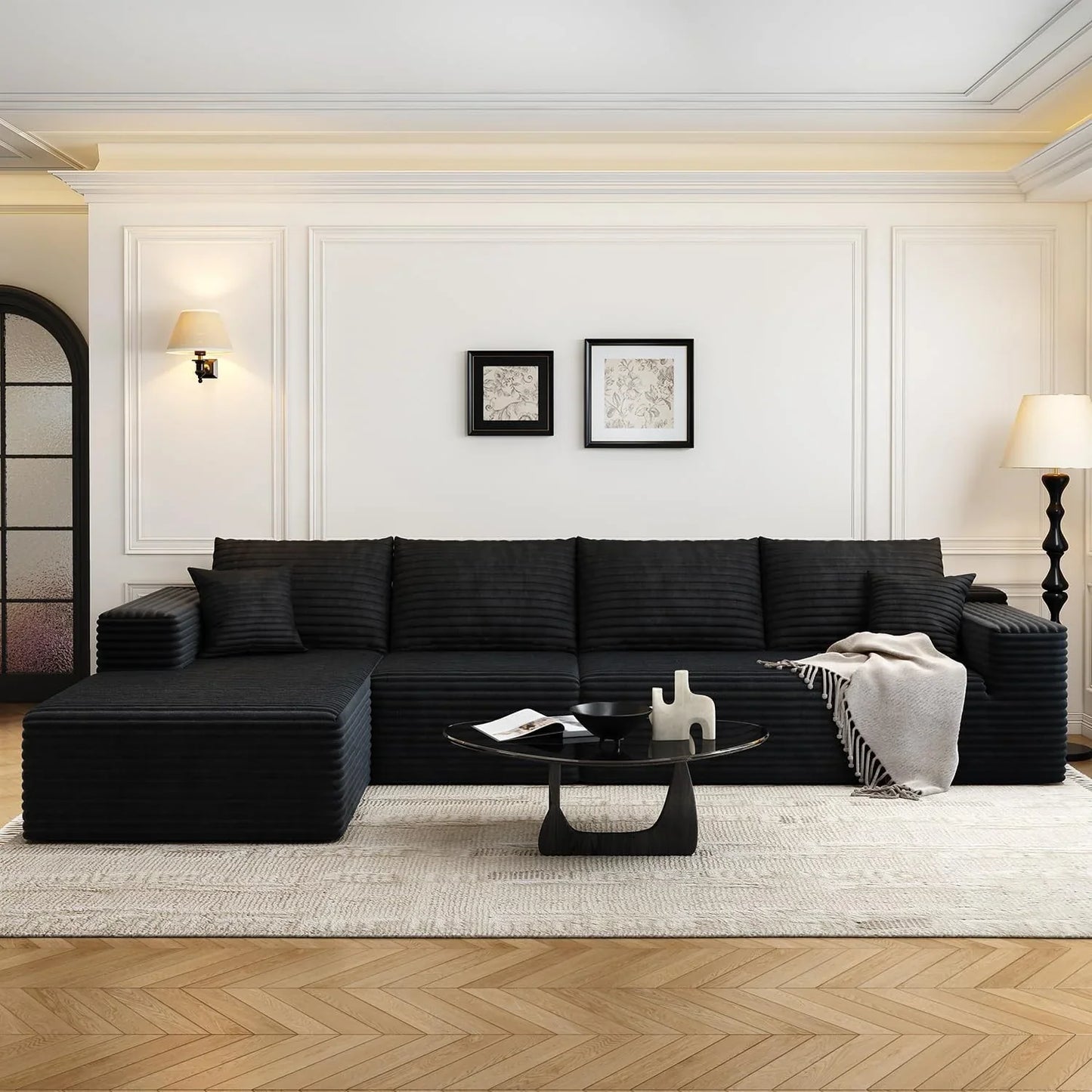107.5 In. Cloud Modular Sectional Sofa Couch With L-Shape Chaise, Modern Minimalist Upholstered Couches For Living Room Bedroom