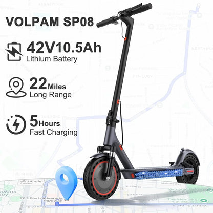 Electric Scooter, 350W/500W Powerful Motor, 8.5 In./10 In. Solid Tires, 19/22Mph, 28/21/12 Miles Range, Dual Braking