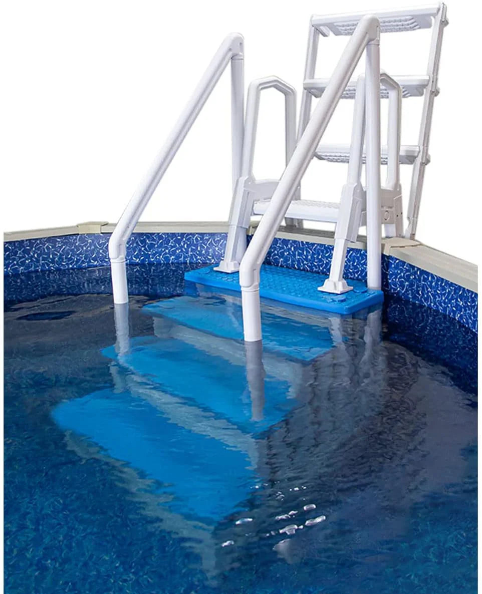 Select Anti-Slip in-Pool Steps, Gray, For Above Ground Swimming Pools, Can Mount To Decks 48 In. To 54 In. H, Safety Stairs Capacity Up To 300 Lbs