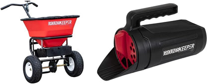 Walk Behind Push Spreader, 100lb Capacity, For Salt, Ice And Snow Melt, Included Grate And Cover With Enclosed Gearbox For Protection