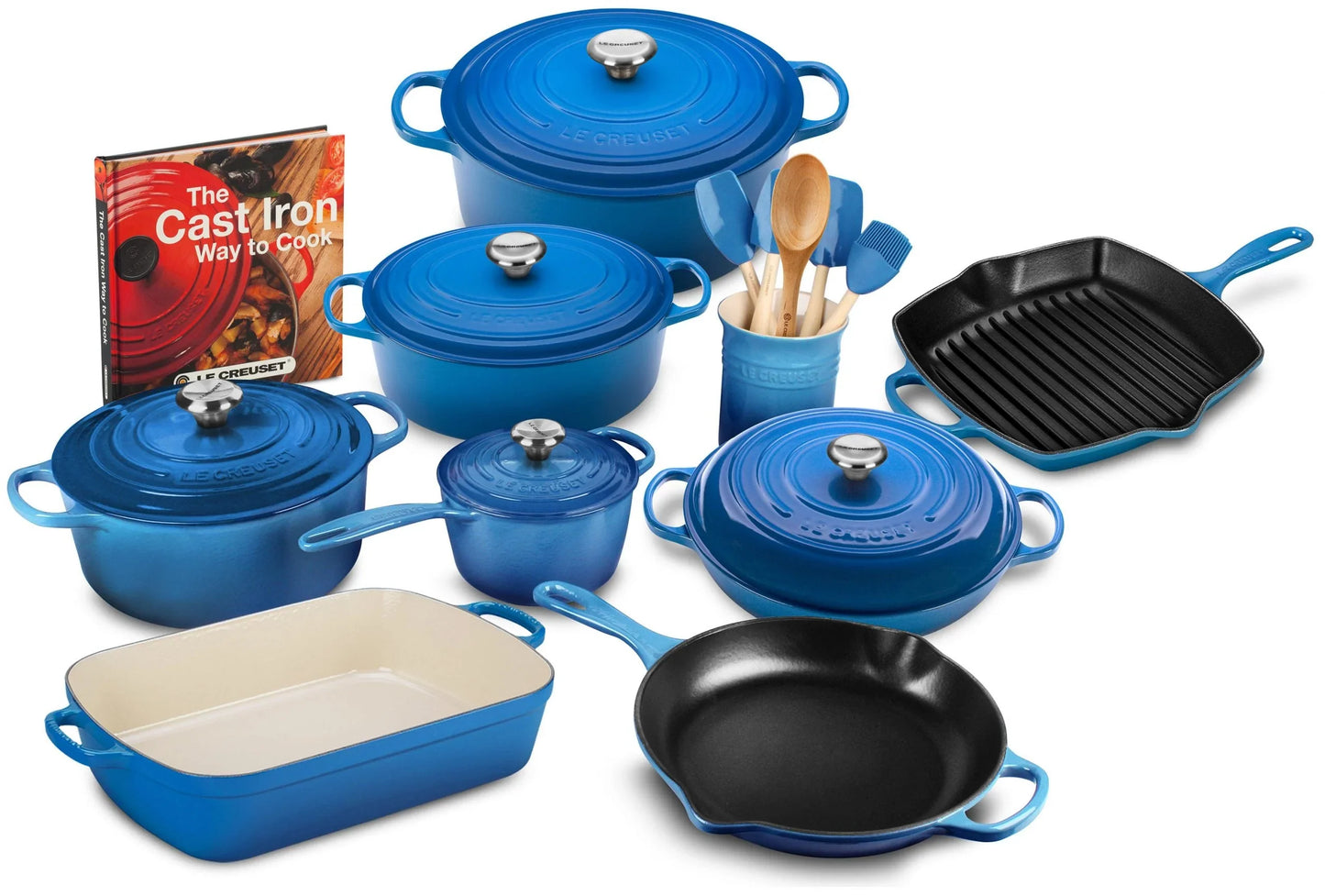 20-piece Signature Cast Iron Cookware Set,10.25 In. Skillet,1.75-quart Saucepan With Lid