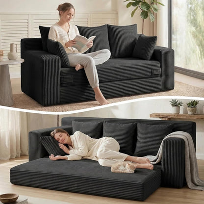 Loveseat Boneless Convertible Sofa Bed, Folding Floor Futon Sleeper Sofa Couch Bed- Boneless Foldable Couch