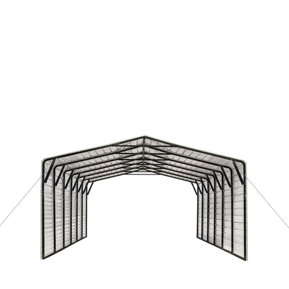 CP2030F 20' x 30' All-Steel Carport Shed With 10' Enclosed Sidewalls