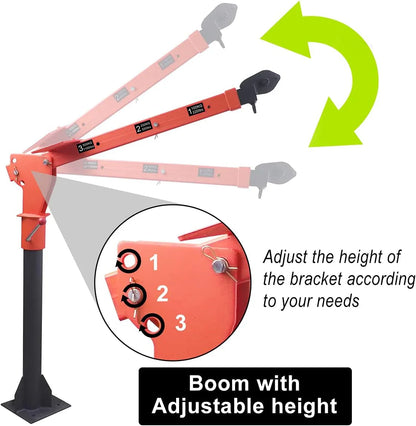 1100lb Folding Dismountable Household Hoist Truck Crane With Electric Hoist, 110V, 880lb Pulling Force, Jib Cranes For Factory, Warehouse
