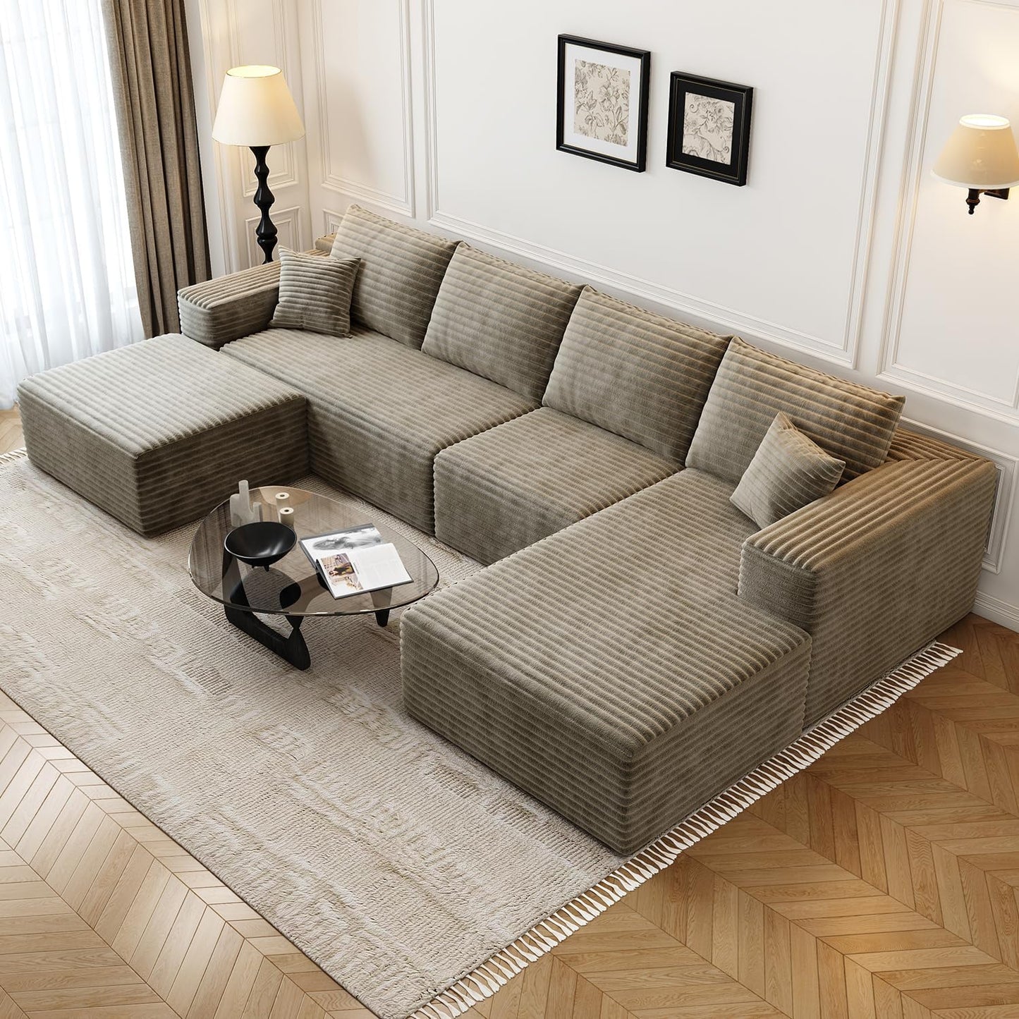 107.5 In. Cloud Modular Sectional Sofa Couch With L-Shape Chaise, Modern Minimalist Upholstered Couches For Living Room Bedroom