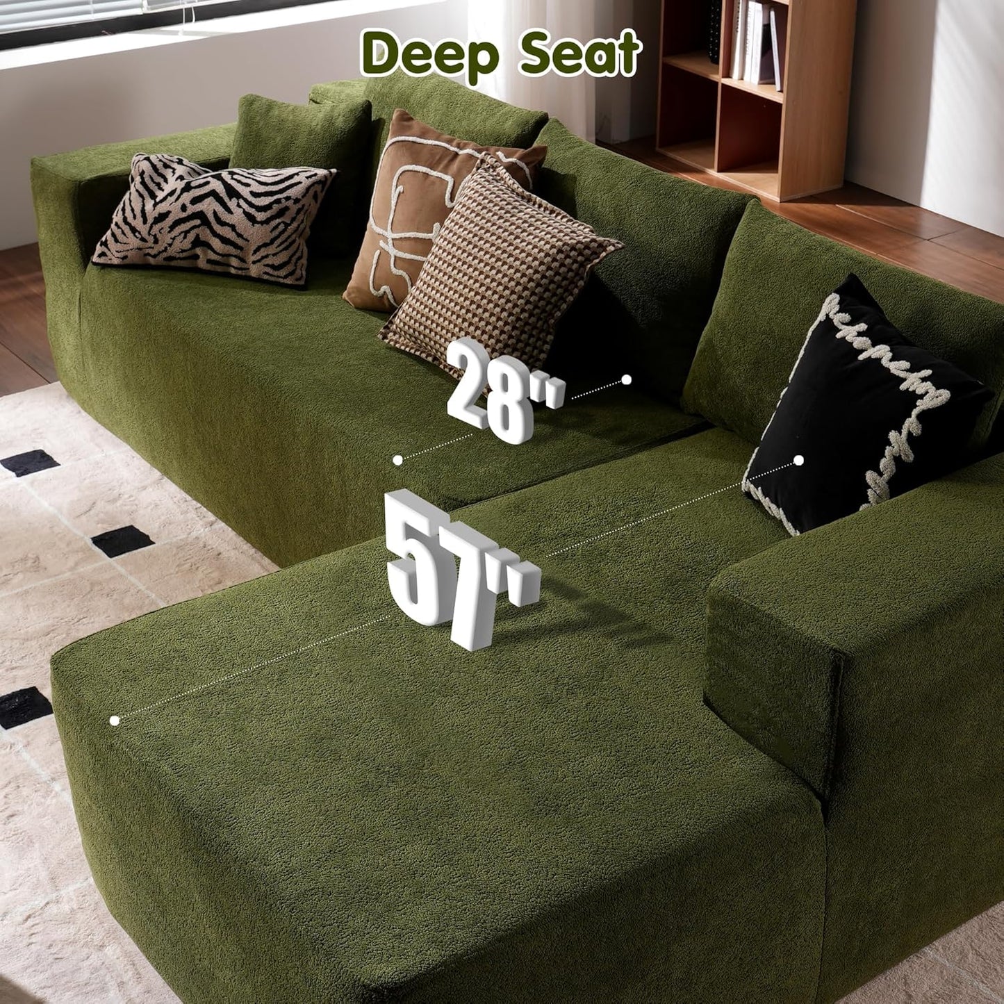 Ovios 104 In. Cloud Sectional Couch With L-Shape Chaise, Modern Modular Sofa With Deep Seat, Upholstered Couches For Living Room Bedroom