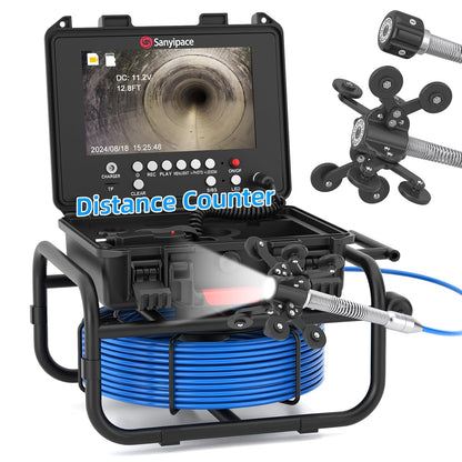 100 Ft./30 Meters, 23 Mm/0.9 In. Full HD Sewer Inspection Camera, 5x Zoom, Distance Counter, 9-inch IPS Screen