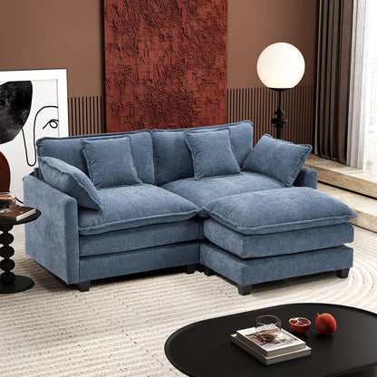 Ihanherry 146 In. U-Shaped Modern Sofa Modular Sectional Cloud Couch With 2 Ottoman