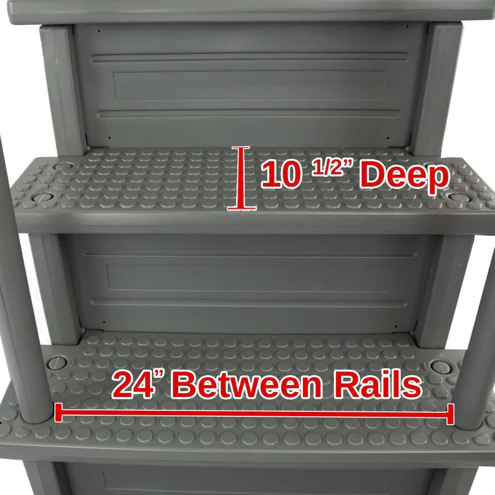 Select Anti-Slip in-Pool Steps, Gray, For Above Ground Swimming Pools, Can Mount To Decks 48 In. To 54 In. H, Safety Stairs Capacity Up To 300 Lbs