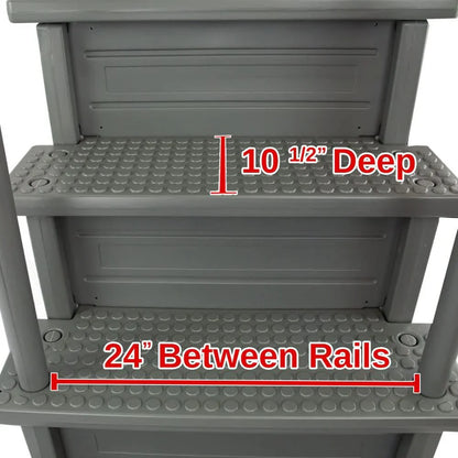 Select Anti-Slip in-Pool Steps, Gray, For Above Ground Swimming Pools, Can Mount To Decks 48 In. To 54 In. H, Safety Stairs Capacity Up To 300 Lbs