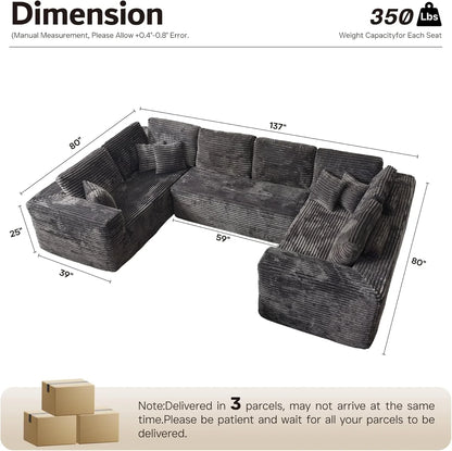 Ovios 104 In. Cloud Sectional Couch With L-Shape Chaise, Modern Modular Sofa With Deep Seat, Upholstered Couches For Living Room Bedroom