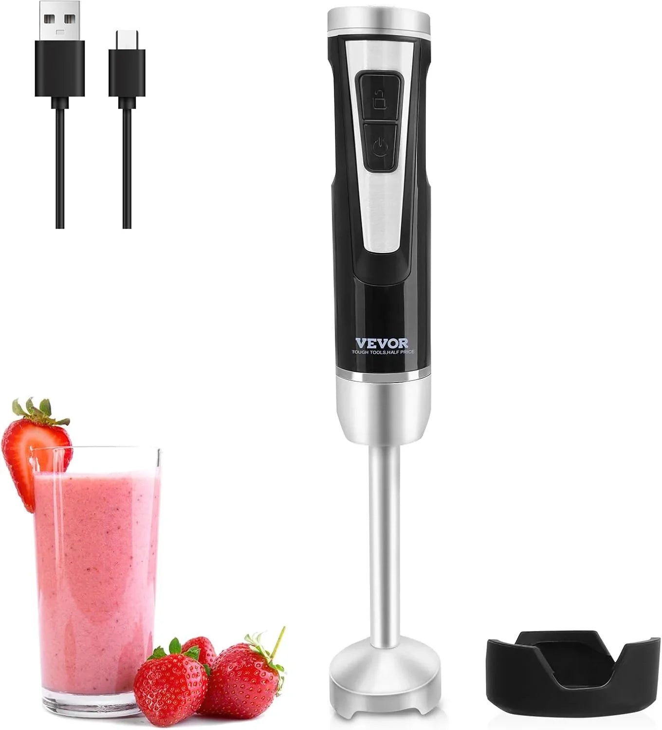 Vevor Commercial Immersion Blender, 750W 20 In. Heavy Duty Hand Mixer, Variable Speed Kitchen Stick Mixer With 304 Stainless Steel Blade