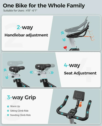 Pooboo Exercise Bike, Adjustable Magnetic/Brake Pad Resistance Silent Belt Drive, Indoor Cycling Bike For Home Cardio