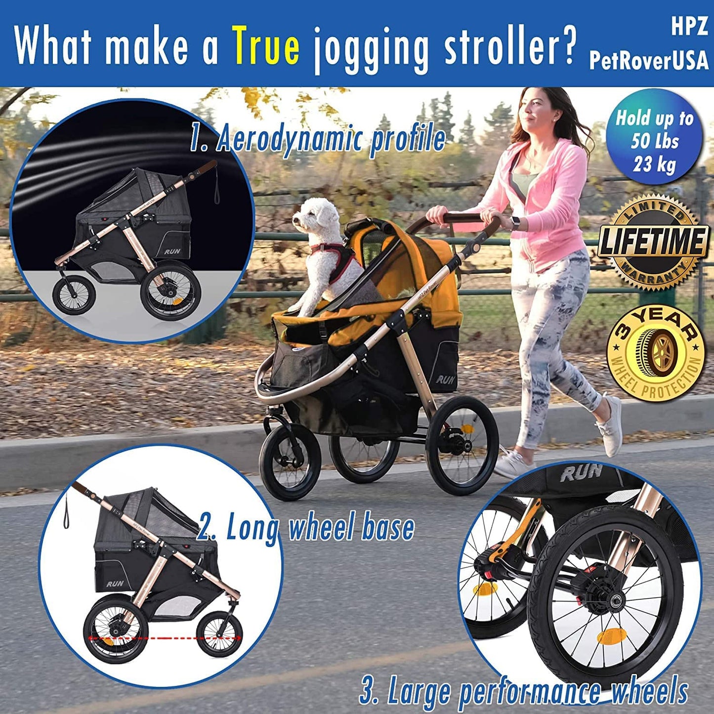 Jogging Sports Stroller With Comfort Rubber Wheels/Zipper-Less Entry/1-Hand Quick Fold/Aluminum Frame For Small/Medium Dogs Cats And Pets, Green Camo