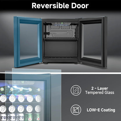 Beverage Refrigerator Cooler- 126 Can Mini Fridge Glass Door For Drinks Soda Beer Wine- Small Refrigerator For Office Bedroom Home Bar