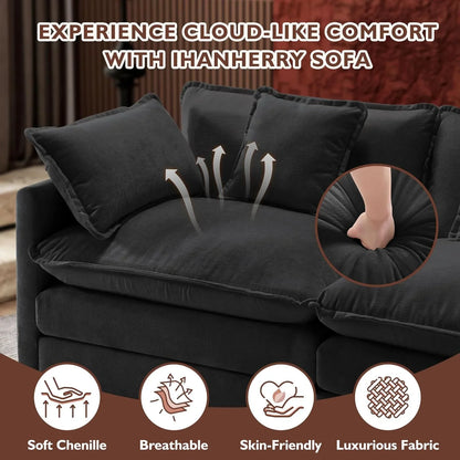 Ihanherry 146 In. U-Shaped Modern Sofa Modular Sectional Cloud Couch With 2 Ottoman