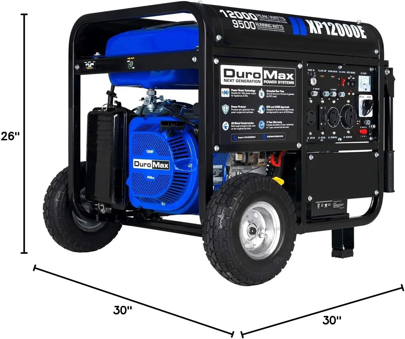 13,000-Watt Dual Fuel Portable Generator- Gas And Propane, Electric Start, Whole Home Backup Power, Transfer Switch Ready, RV And Emergency Ready