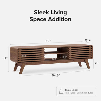 Mopio Ensley 59 In. Walnut TV Stand For 55/60/65 In. TV