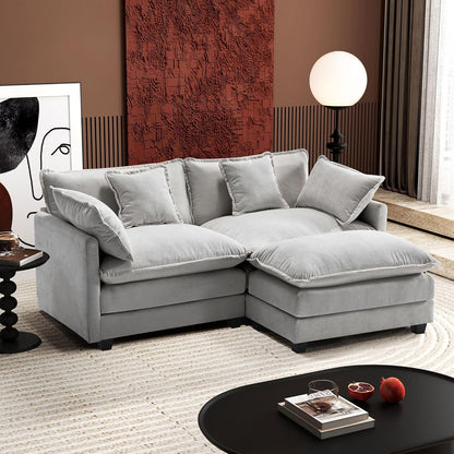 Ihanherry 146 In. U-Shaped Modern Sofa Modular Sectional Cloud Couch With 2 Ottoman