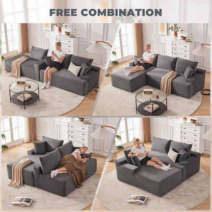 110 Cloud Sectional Couch, Boneless Sofa For Living Room Modular Sectional Sofa With Deep Seat