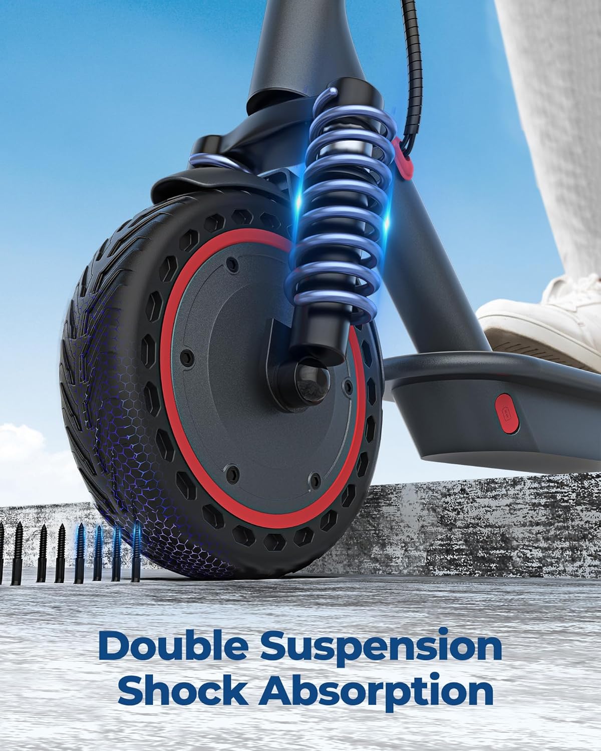 Electric Scooter, 350W/500W Powerful Motor, 8.5 In./10 In. Solid Tires, 19/22Mph, 28/21/12 Miles Range, Dual Braking