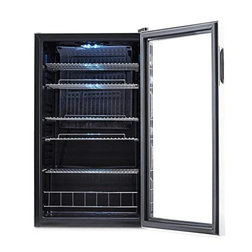 Beverage Refrigerator Cooler, 126 Cans Free Standing With Right Hinge Glass Door