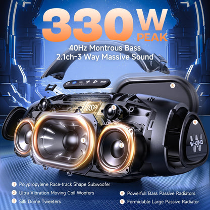 W-King X20 Bluetooth Party Speaker, 330W, IPX7, 7.5 In. Subwoofer