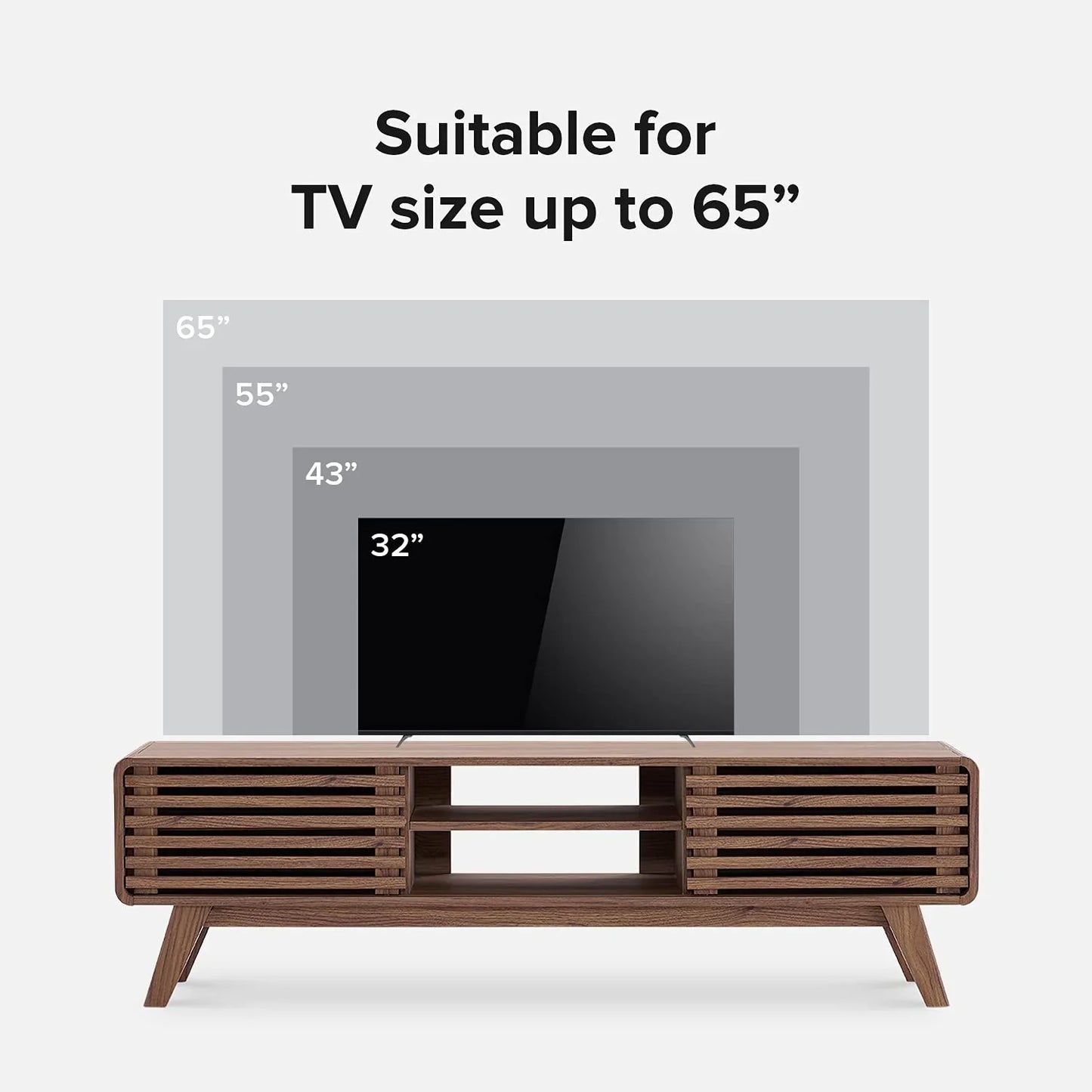 Mopio Ensley 59 In. Walnut TV Stand For 55/60/65 In. TV
