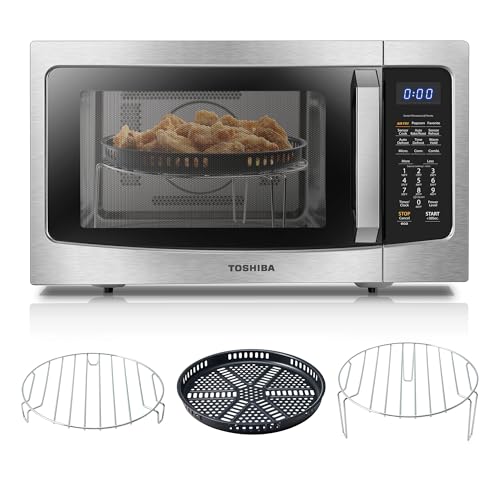 Toshiba Air Fryer Combo 4-in-1 Countertop Microwave Oven, Smart Sensor, Convection, Mute Function, Position Memory 13.6 In. Turntable