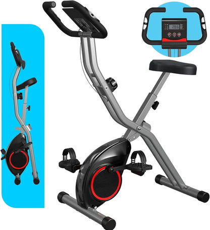 Foldable Exercise Bike Stationary Bikes For Home, 5-in-1 Indoor Workout Bike, Cycling Bike With 16-Level Quiet Magnetic Resistance