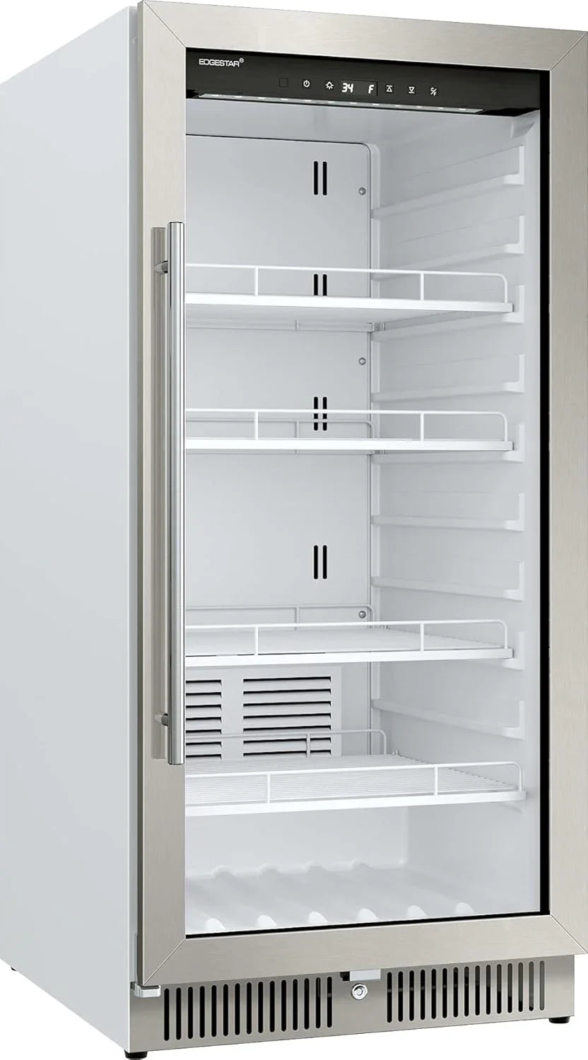 22 In. Wide 10.1 Cu. Ft. Commercial Beverage Merchandiser, Stainless Steel, Temp Alarm, Reversible Door