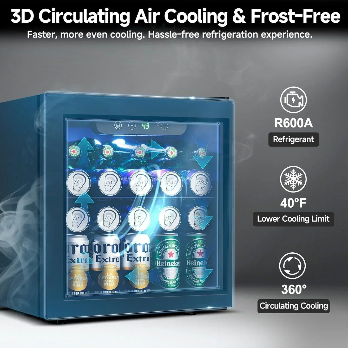 Beverage Refrigerator Cooler 126 Can Mini Fridge Glass Door For Drinks Soda Beer Wine Refrigerator