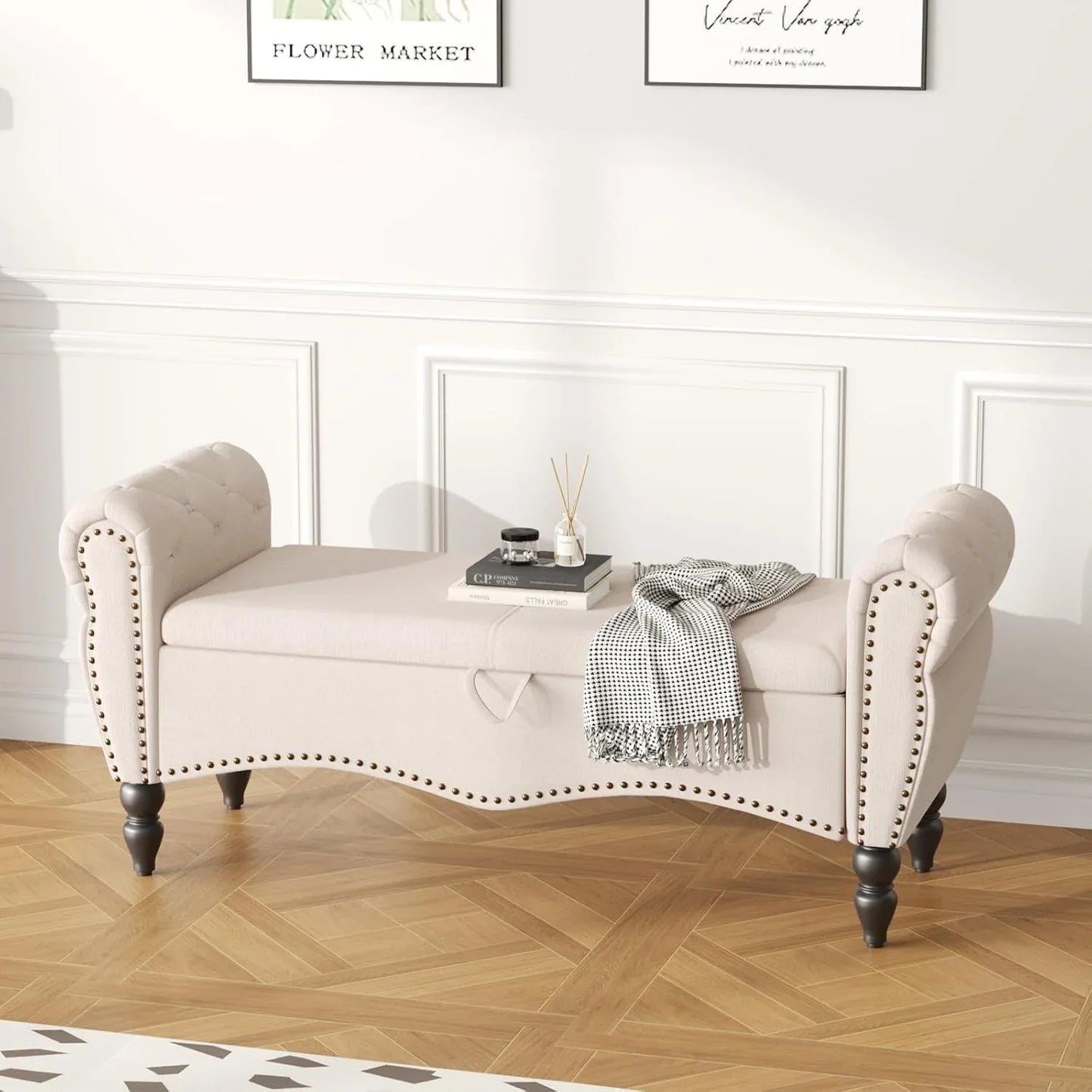 Furniliving Modern Storage Ottoman Bench